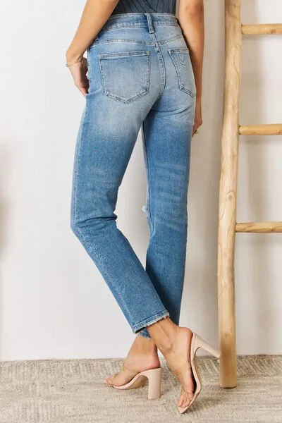 Josephine High Rise Distressed Slim Straight Jeans