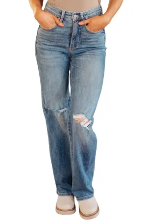 Judy Blue Bree High Rise Tummy Control Distressed Straight Jeans