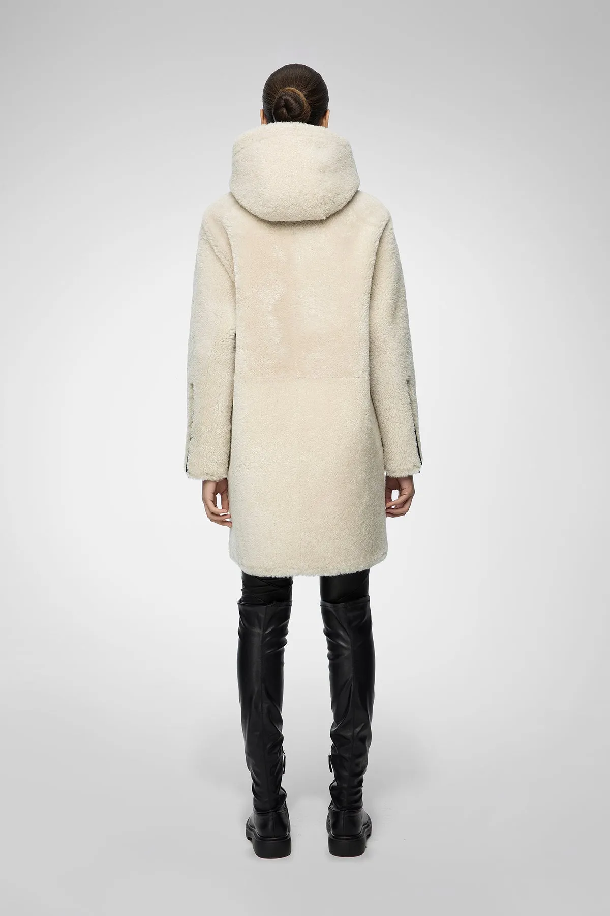 Juliane - Black White Shearling Coat