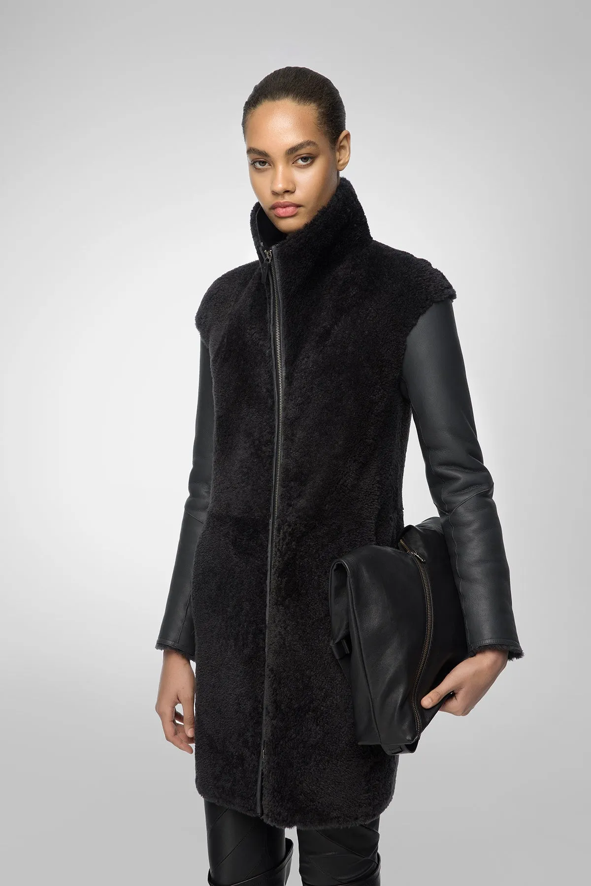 July - Anthracite Shearling Coat