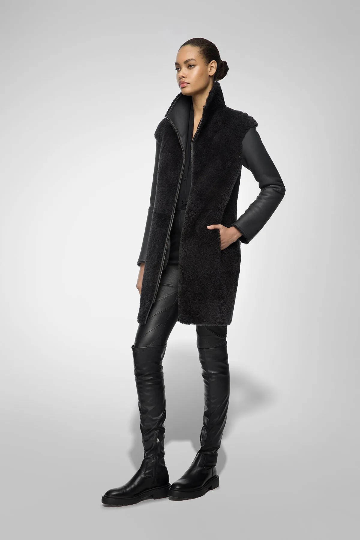 July - Anthracite Shearling Coat