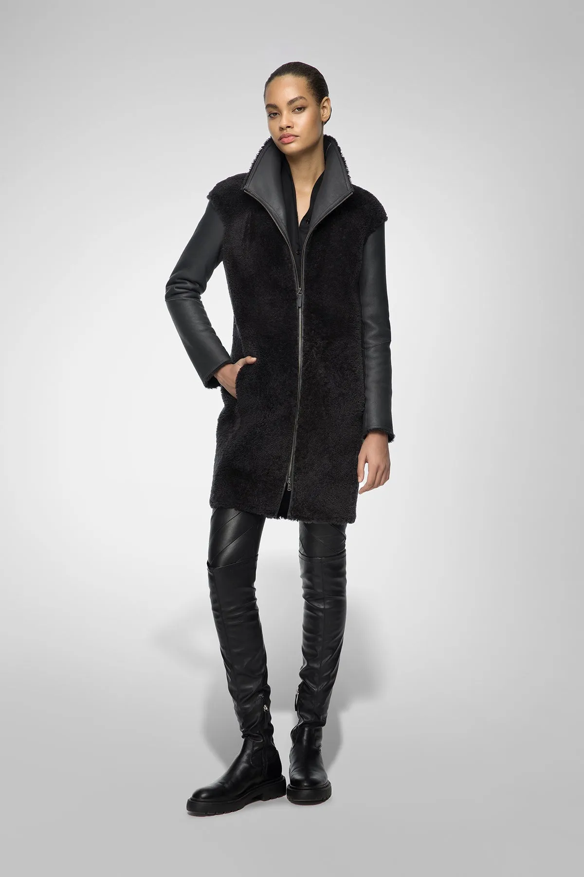 July - Anthracite Shearling Coat