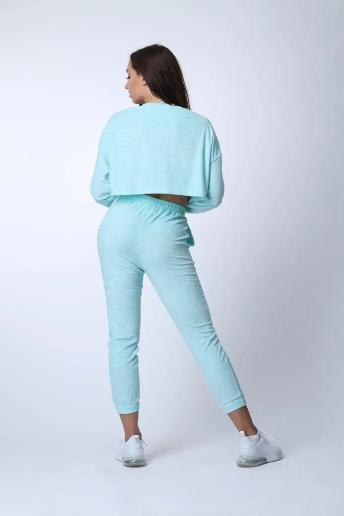 Just Chillin' Cropped Towelling Towelling Joggers in Mint