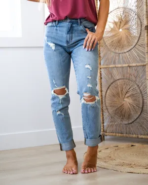 KanCan In Plain Sight Distressed Mom Jeans