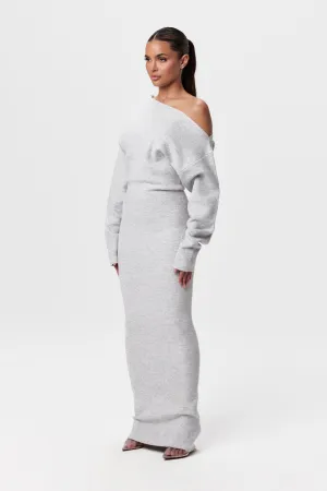 Knit Off-Shoulder Sweater Maxi Dress