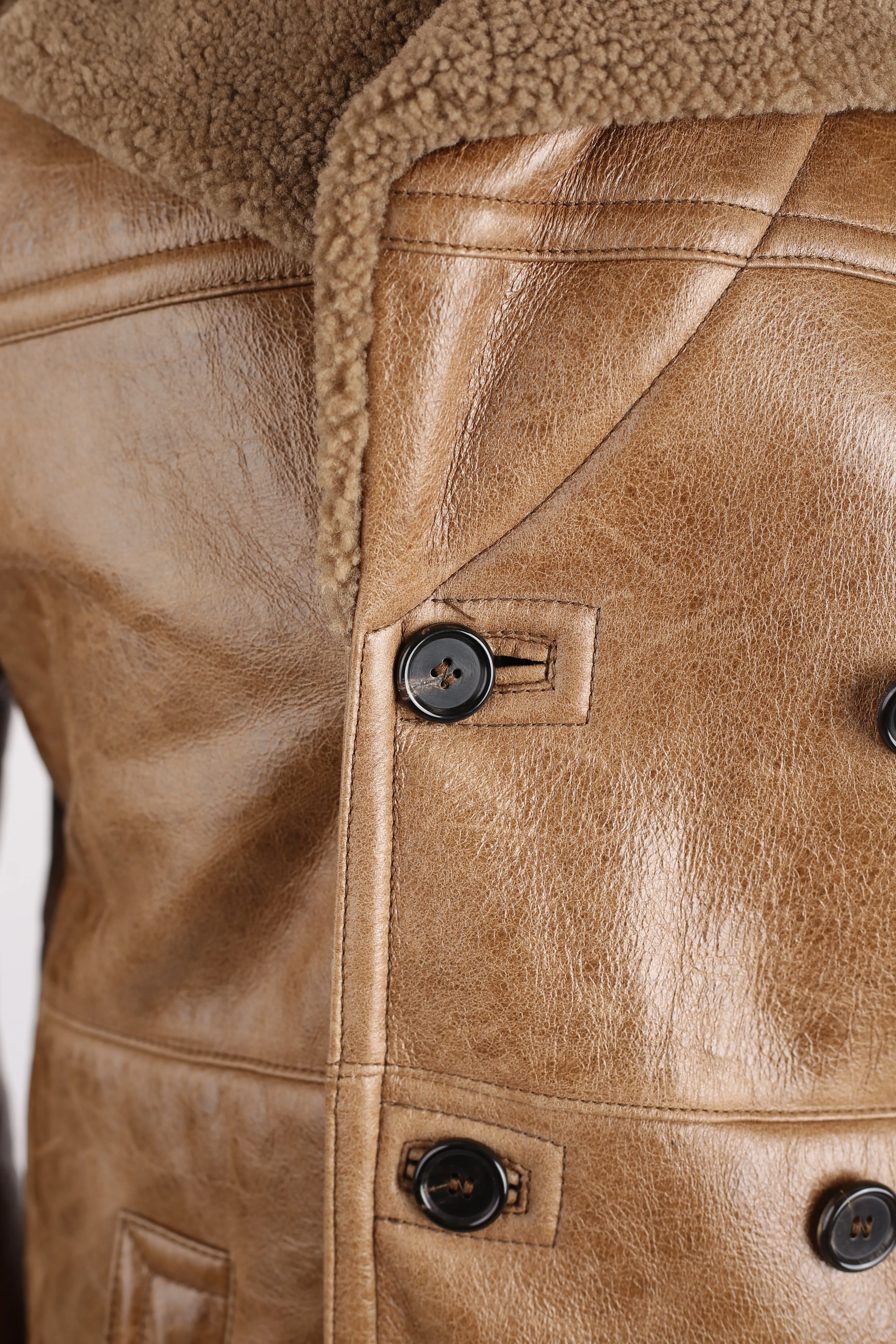 Leather Shearling Lined Coat