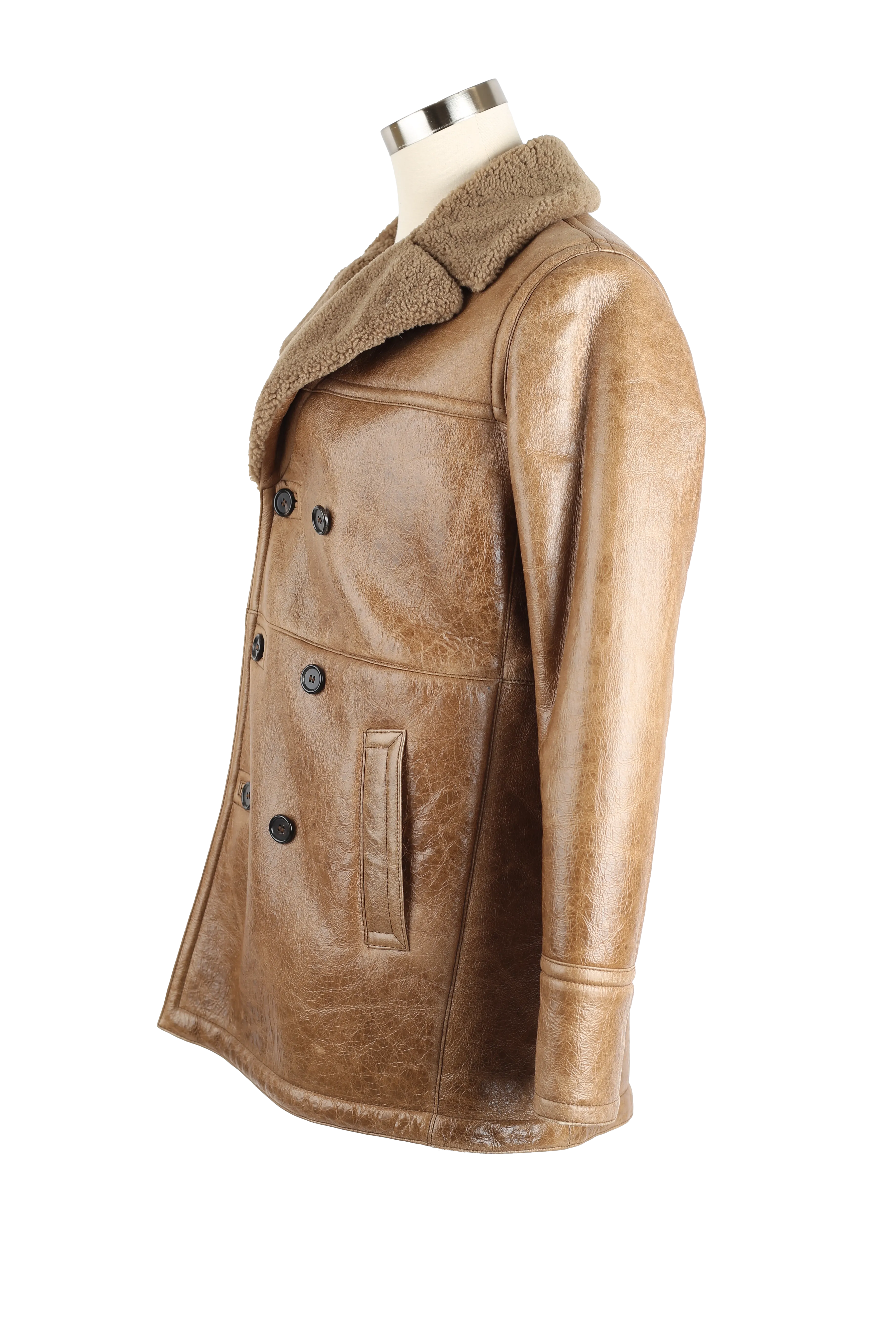 Leather Shearling Lined Coat