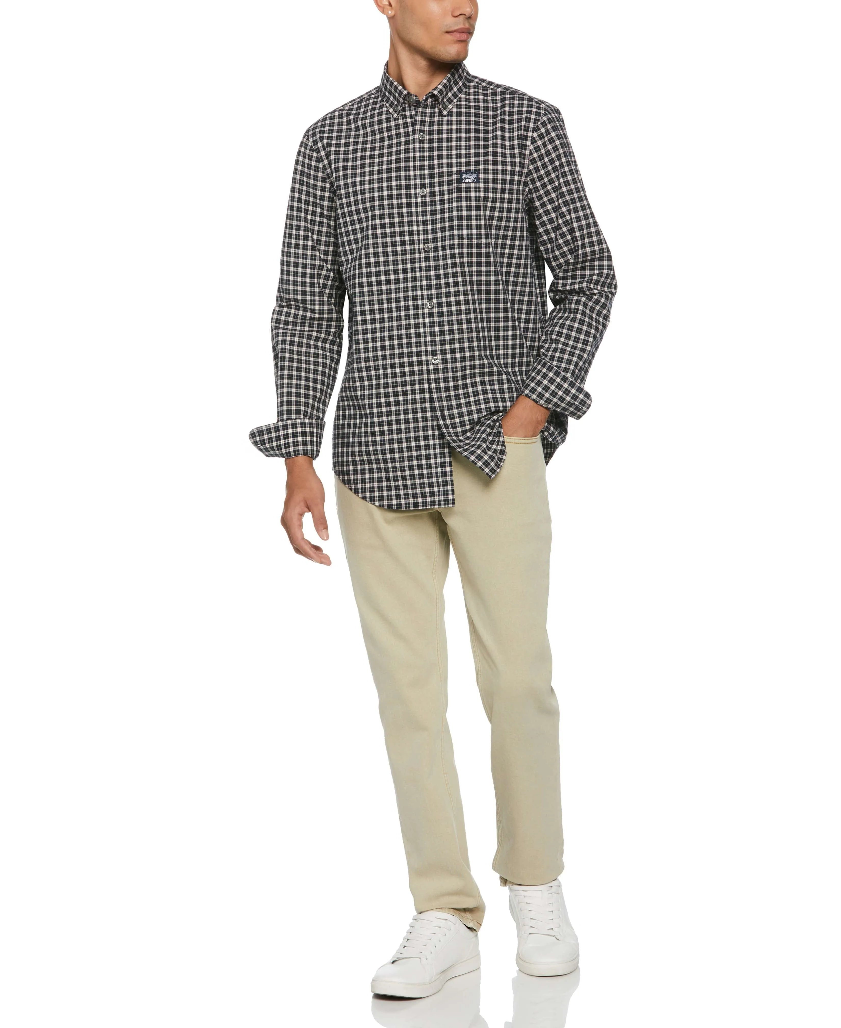 Long Sleeve Plaid Poplin Shirt