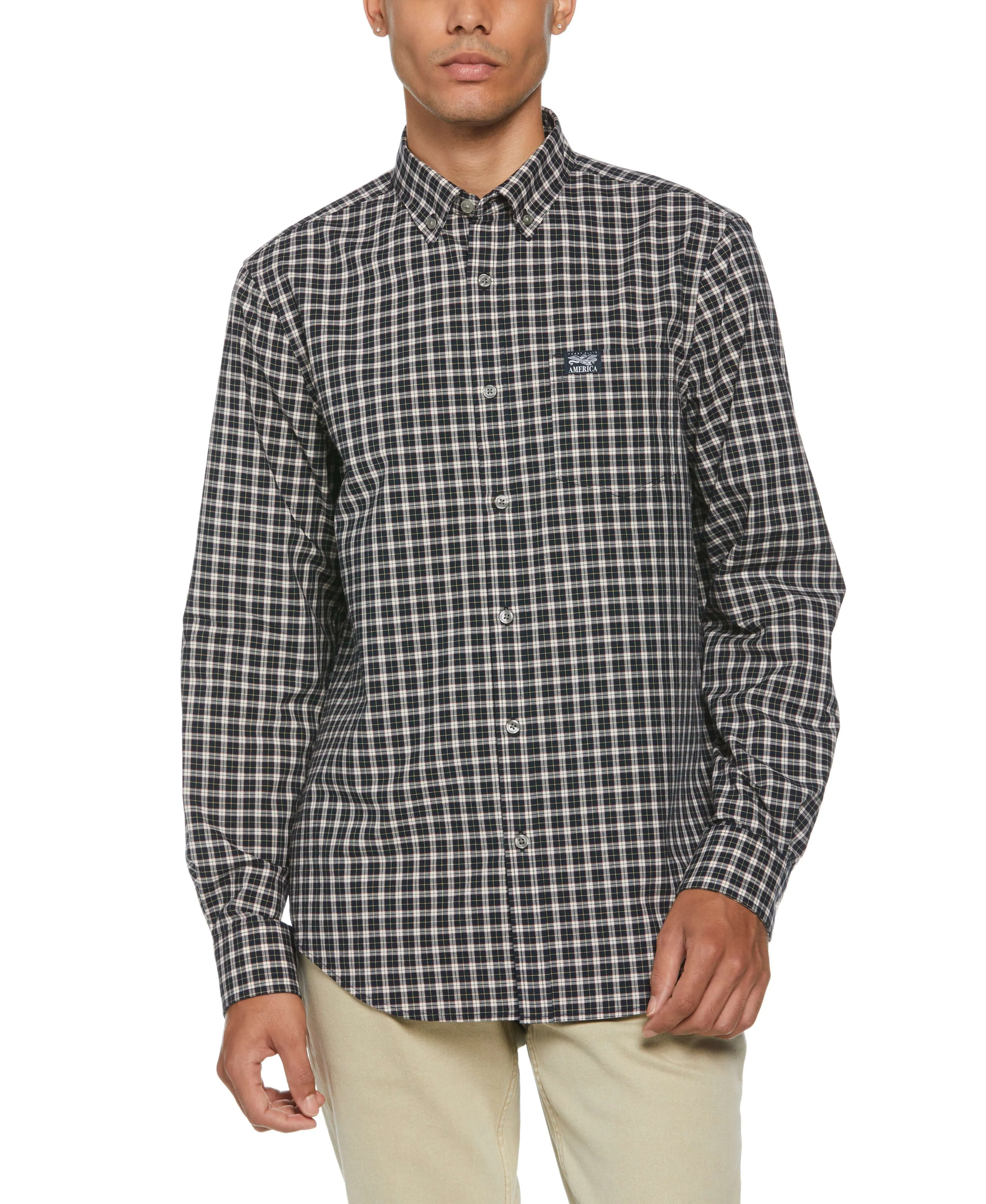 Long Sleeve Plaid Poplin Shirt