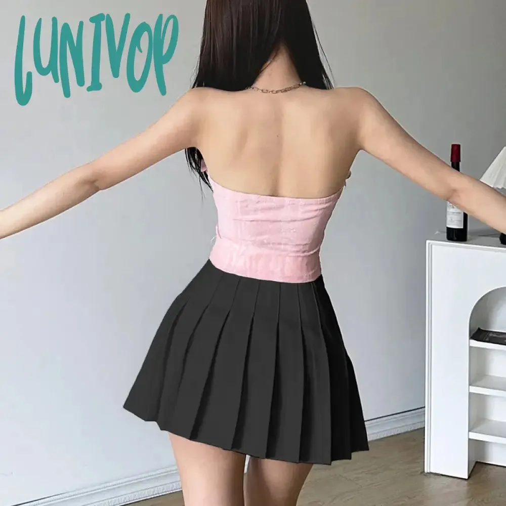 Lunivop 2024 Spring New Pink Sweet Gentle Cute All-match Sexy Hot Street Cool Women's Thin Breathable Frayed Chest Wrapping Vest