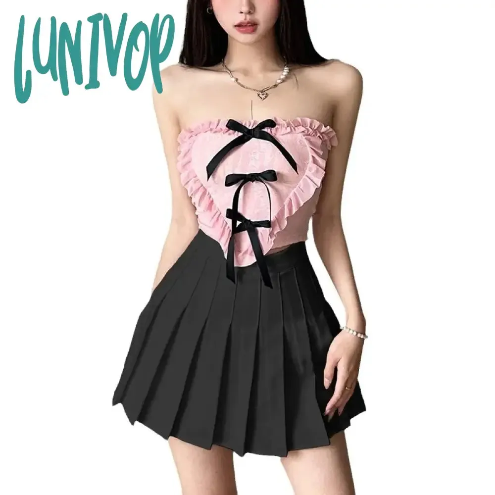 Lunivop 2024 Spring New Pink Sweet Gentle Cute All-match Sexy Hot Street Cool Women's Thin Breathable Frayed Chest Wrapping Vest