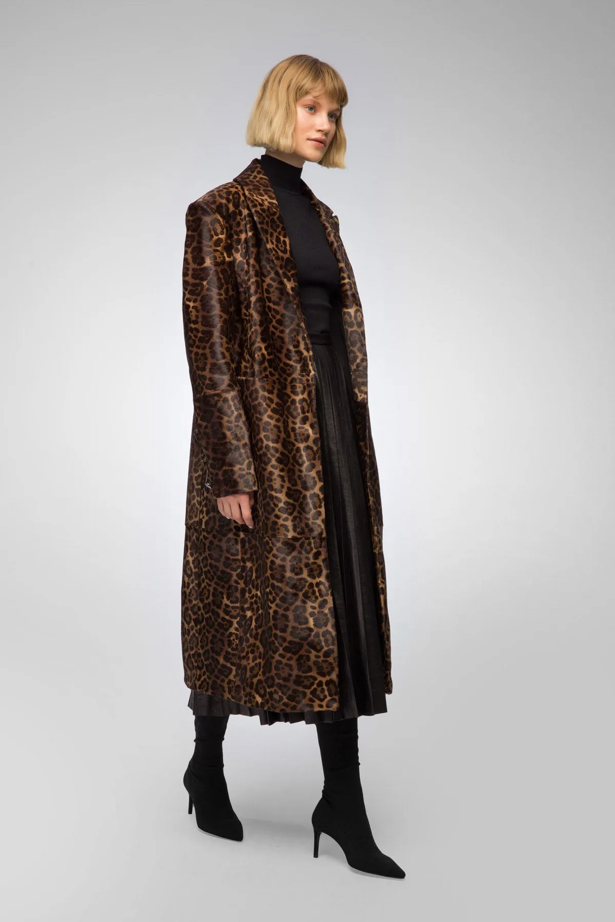 Margueritte - Brown Leopard Shearling Coat