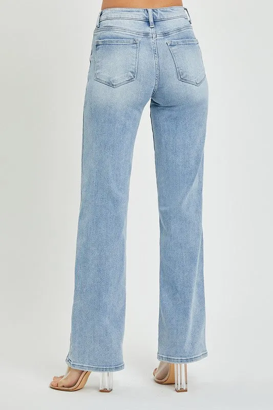 Mid Rise Straight Jeans