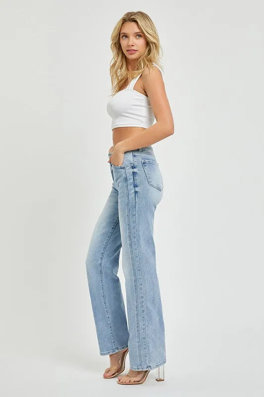 Mid Rise Straight Jeans