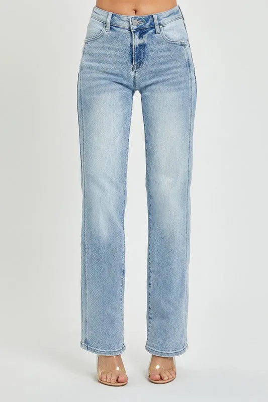 Mid Rise Straight Jeans