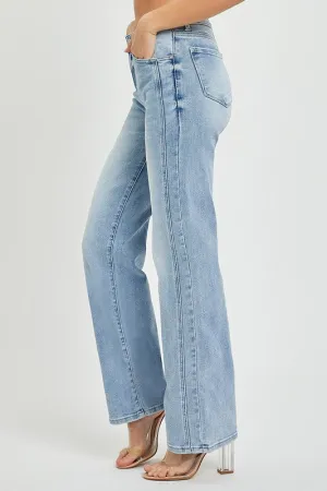 Mid Rise Straight Jeans