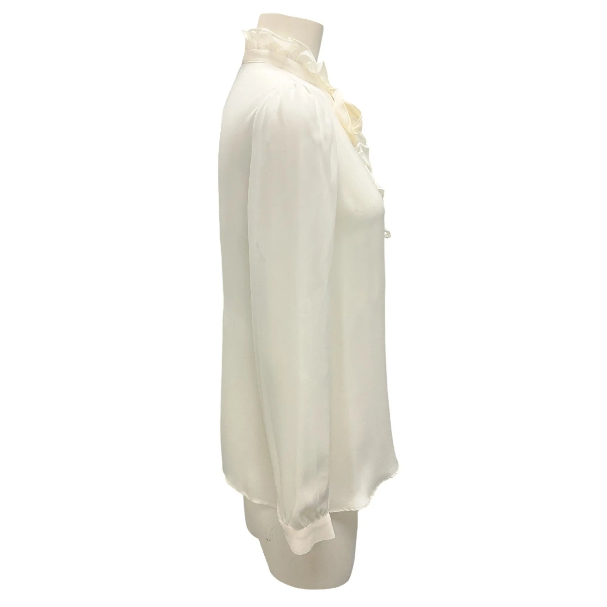 Nili Lotan Ivory Ruffled Tie-Neck Miera Shirt