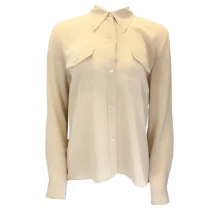 Nili Lotan Tan Ninette Silk Shirt in Honey