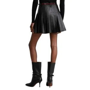 Pleated Lambskin Miniskirt