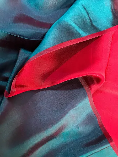 Red Green Plain Silk - PURE MULBERRY SILK fabric by the yard - Luxury silk fabric - Natural silk - Handmade in VietNam - Double-sided silk