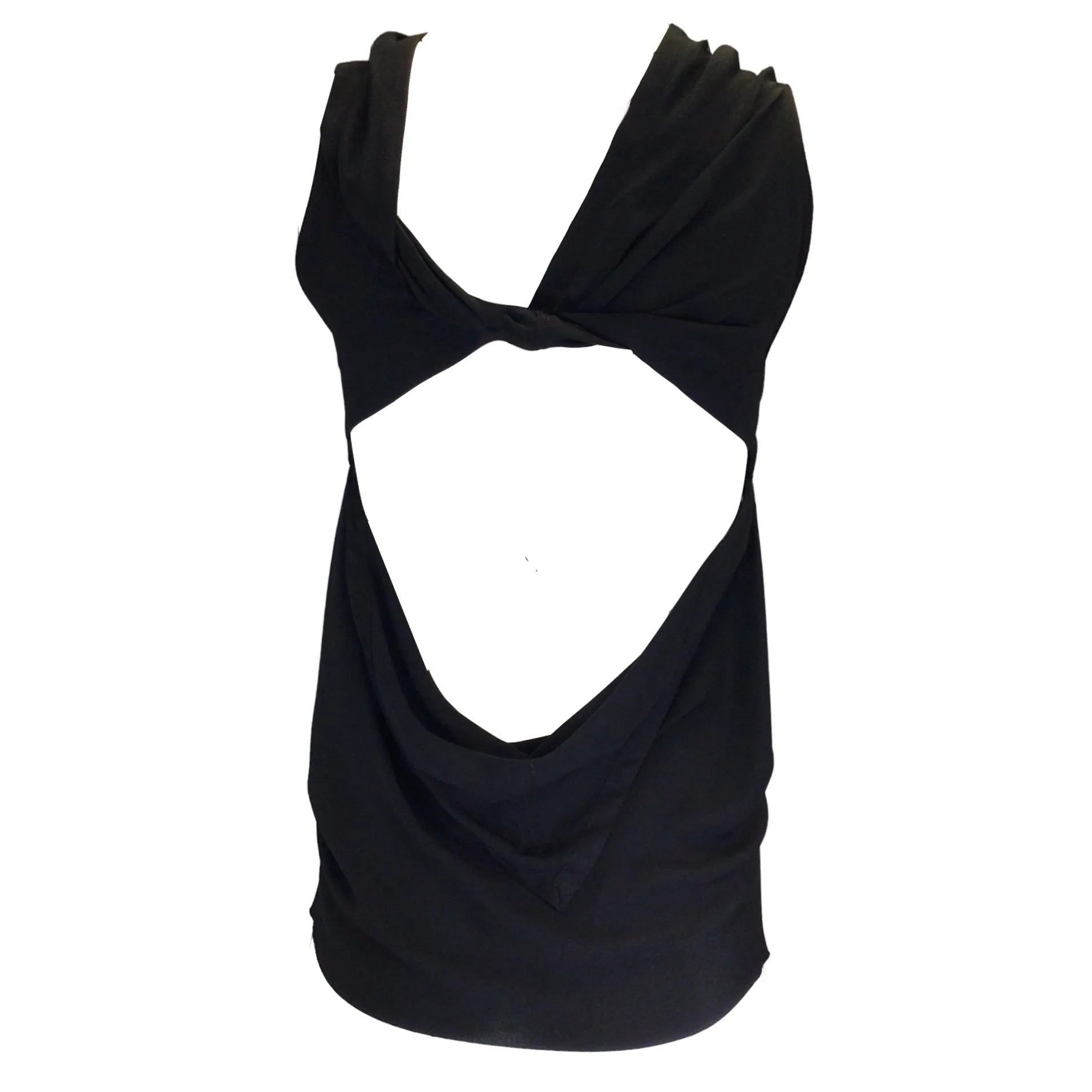 Rick Owens Black Skorpio Draped Open-Back Crepe Tank