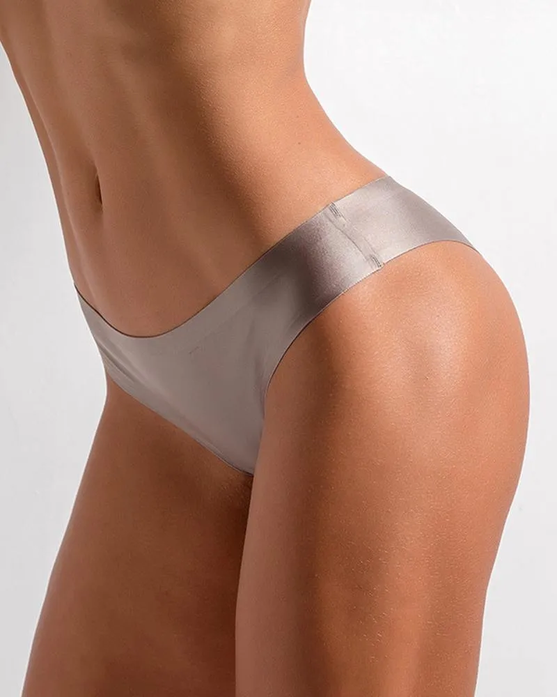 Solid Color Ice Silk Seamless Thong Panties