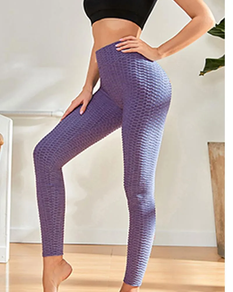 Solid High Elastic High Waist Active Pants