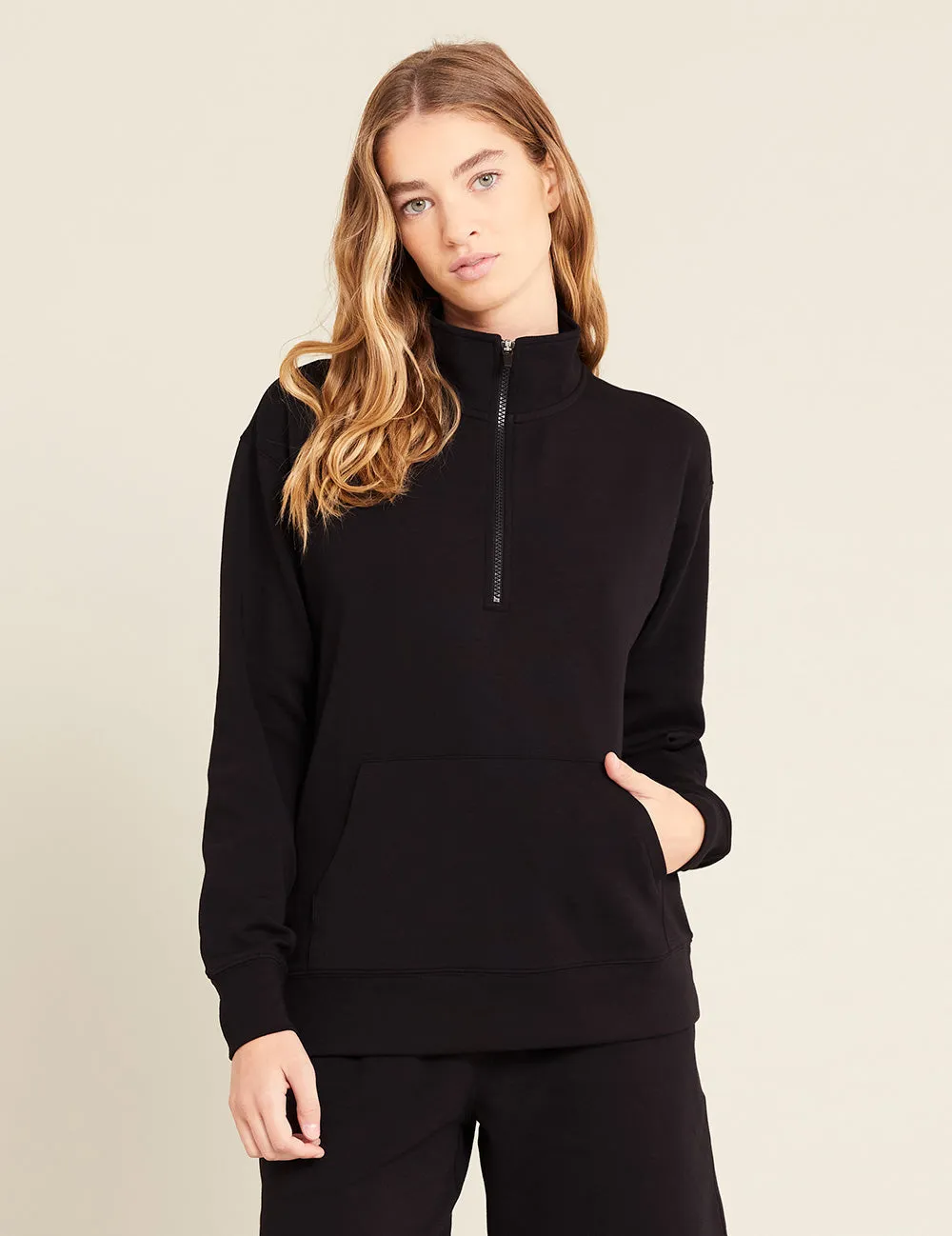 Unisex Quarter Zip Sweater - Black