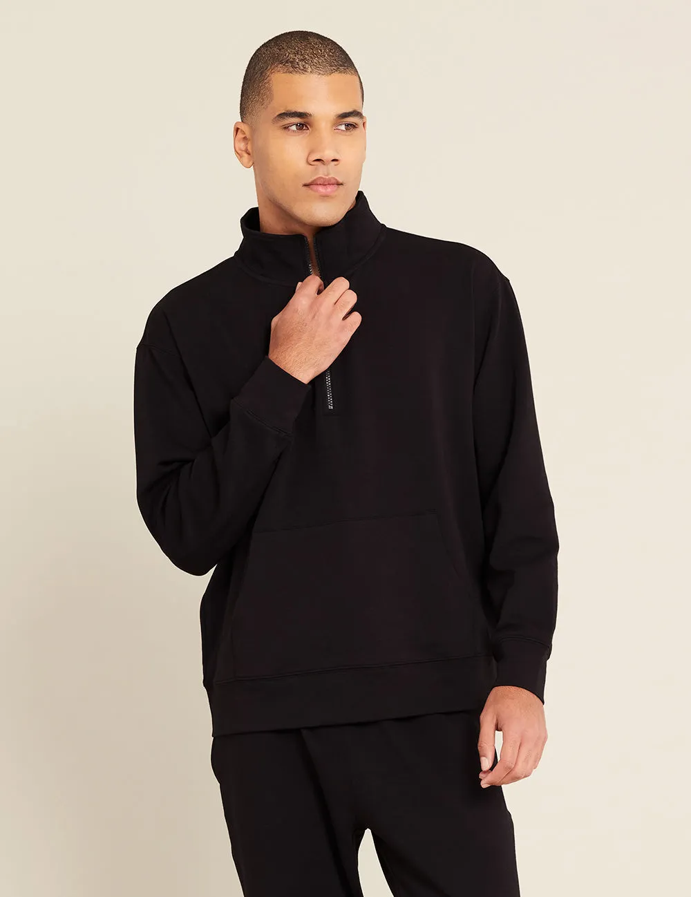 Unisex Quarter Zip Sweater - Black