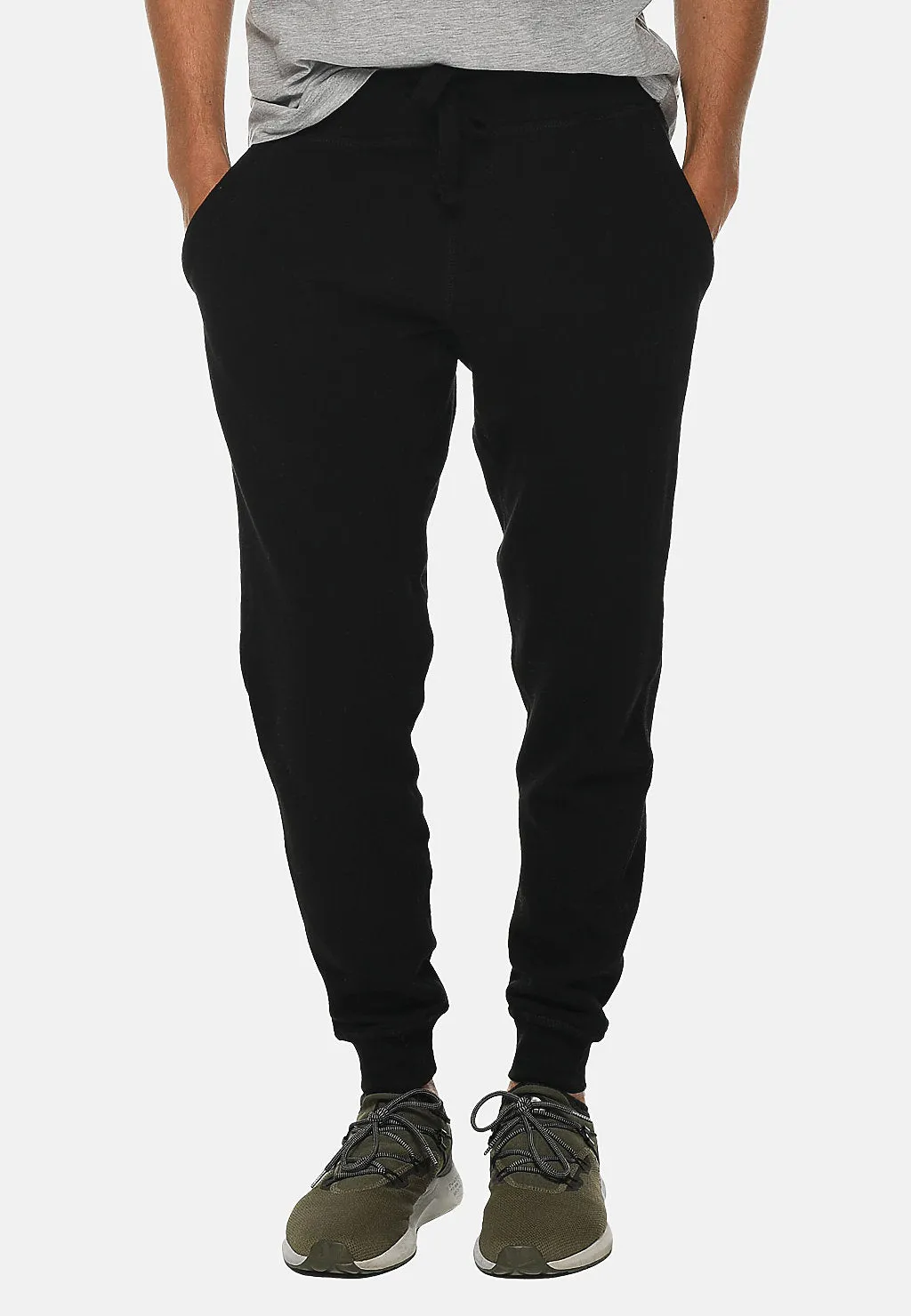 Venley Men's Black Slim-Fit MADE IN USA Fleece Joggers