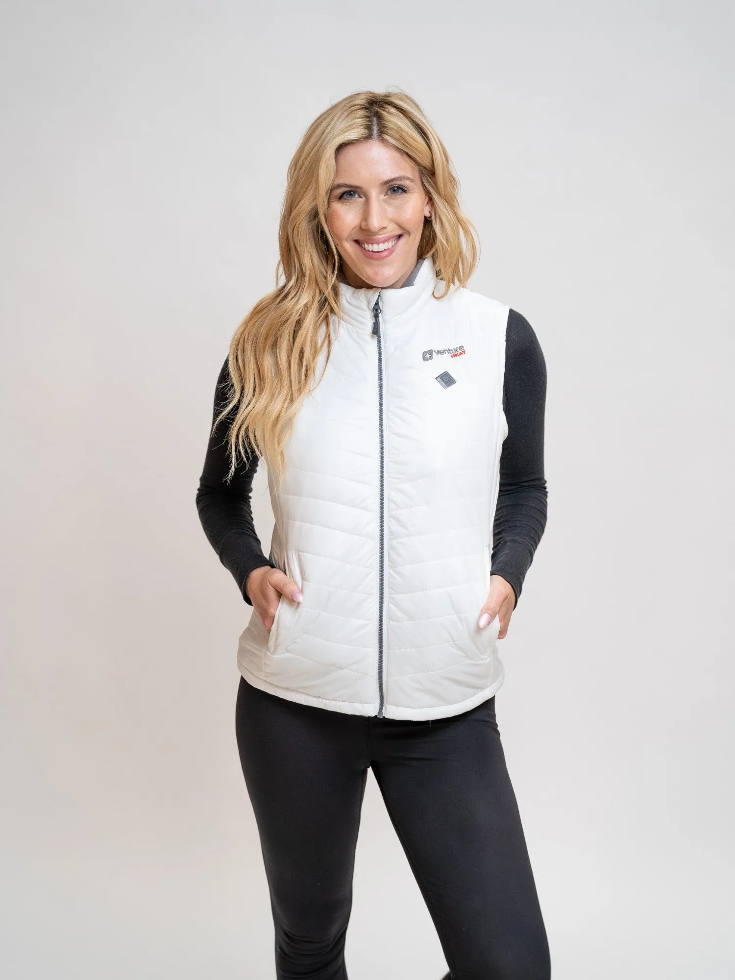 Women's 13W Heated Puffer Vest  - White - FINAL SALE