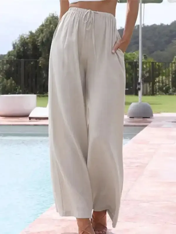 Women’s Solid Color Casual Loose Wide Leg Trousers