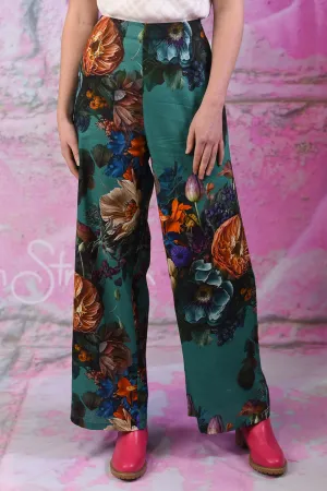 Zarah Pants - Teal Vintage Bouquet